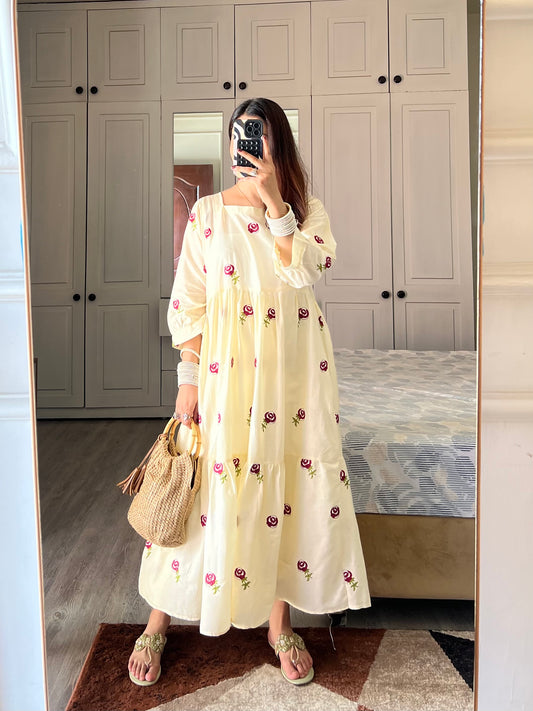 Rosey - Long Embroidered Frock