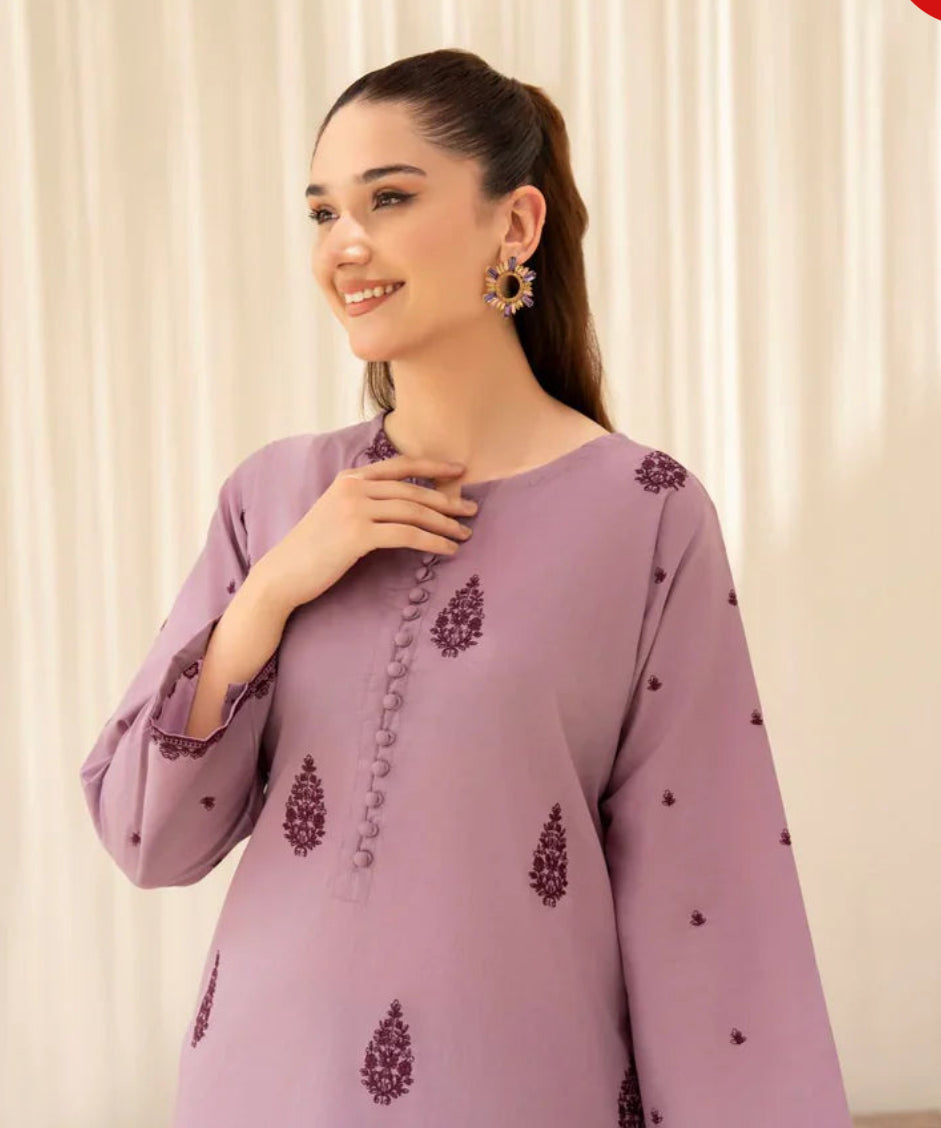 Flamingo Embroidered 2-Piece Stitched Suit for Women