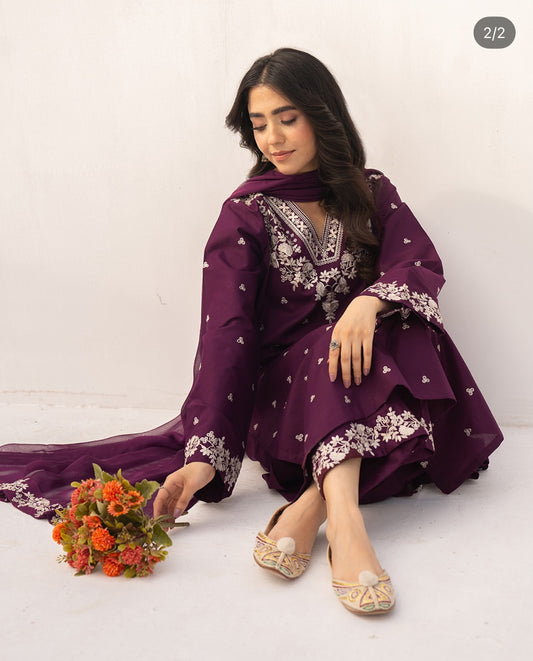 Rose Plum Embroidered 2Pc
