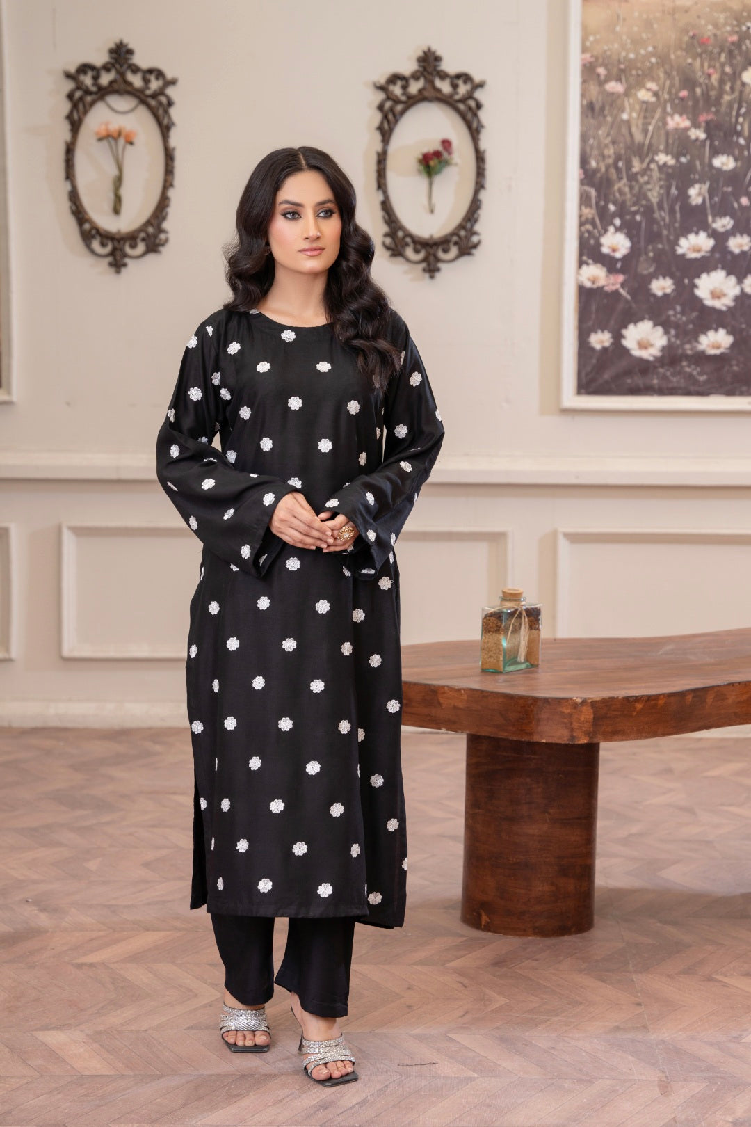 Daisy Black Embroidered 2-Piece Stitched Suit for Women | Summer Collection