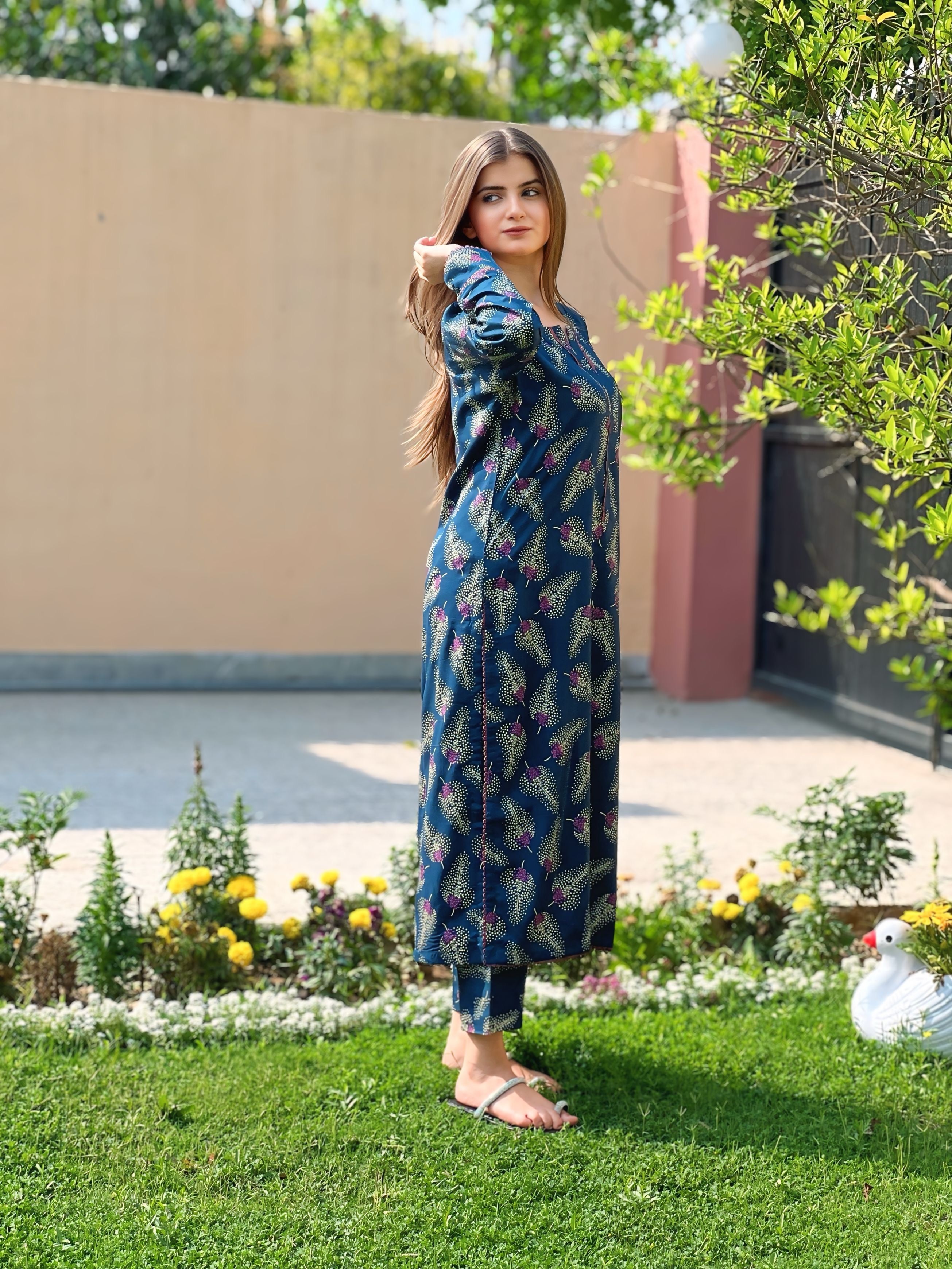 Blue Sapphire | Premium Screen Printed 2-Piece Set on Arabic Lawn - Summer Collection