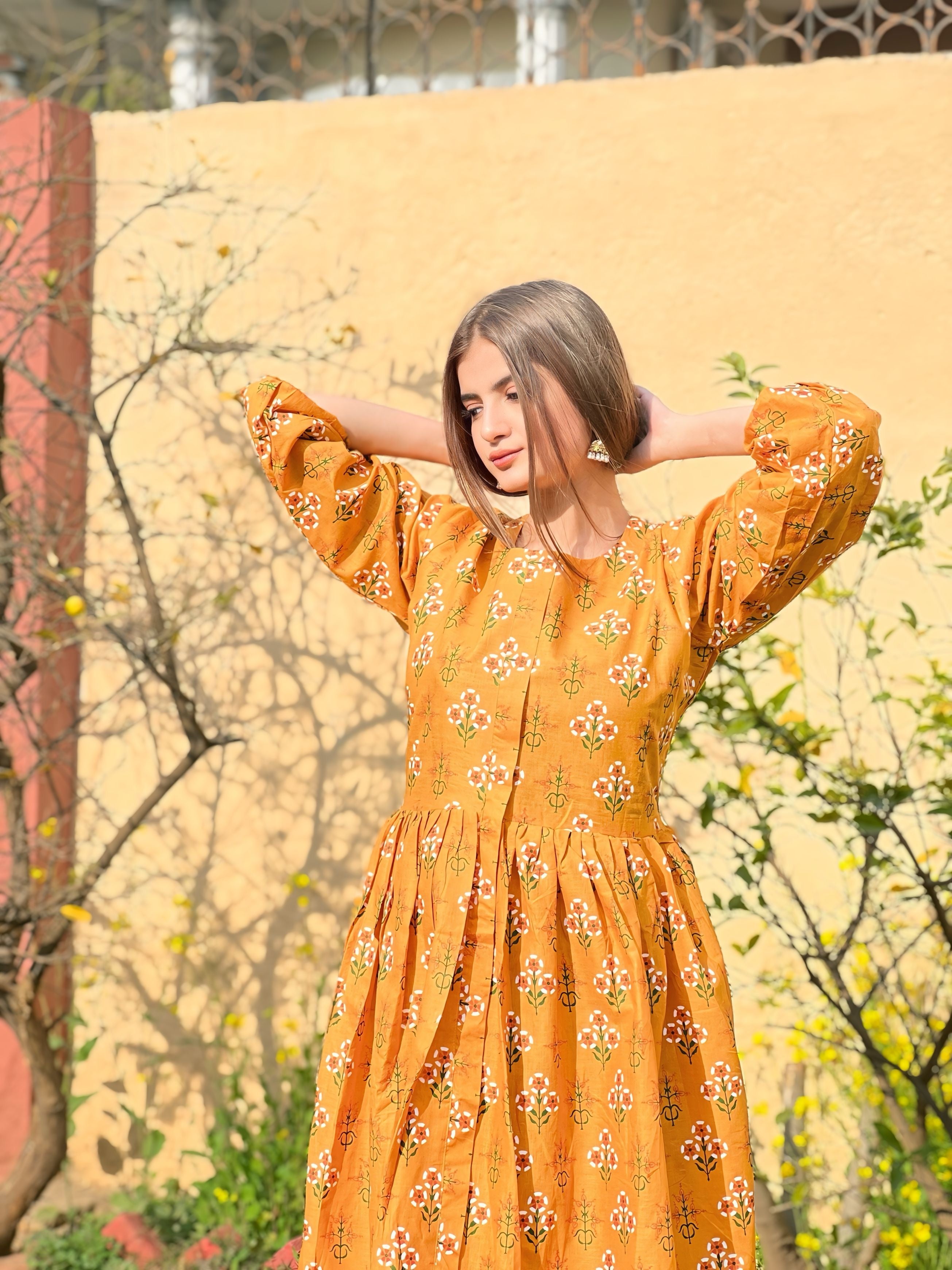 Honey - Long Embroidered Cotton Frock | Elegant & Comfortable Winter Wear for Women