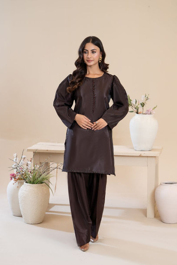 Farshi Shalwar 2 Piece Stitched ( Brown )