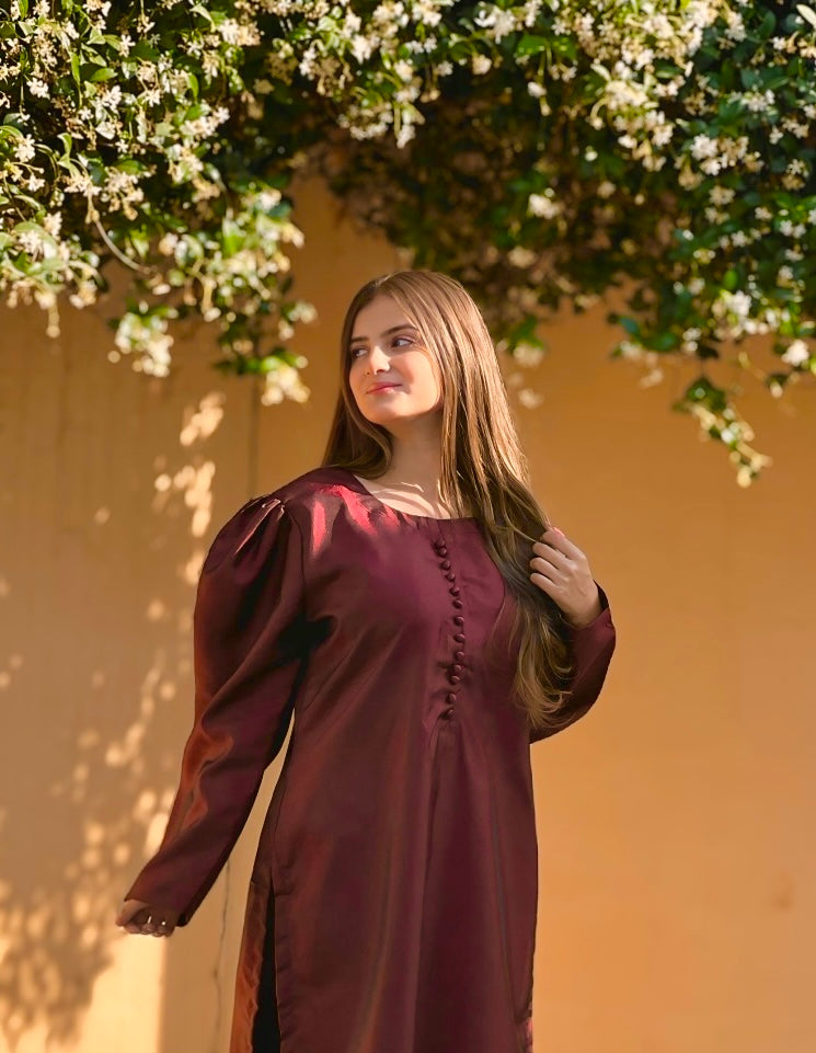 Farshi Shalwar suit 2-Piece Stitched with buttons Suit for Women