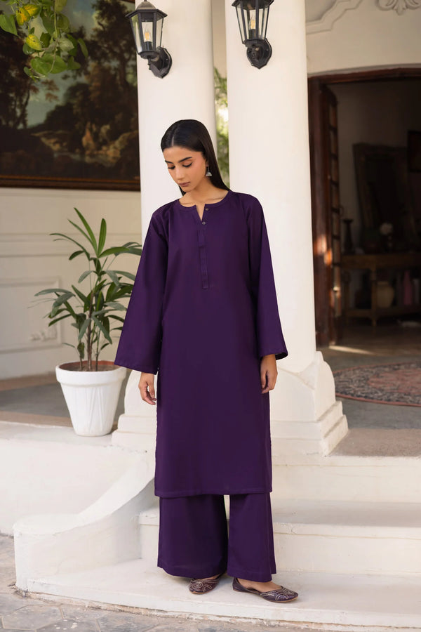 Purple Khaddar long Shirt 2Pc