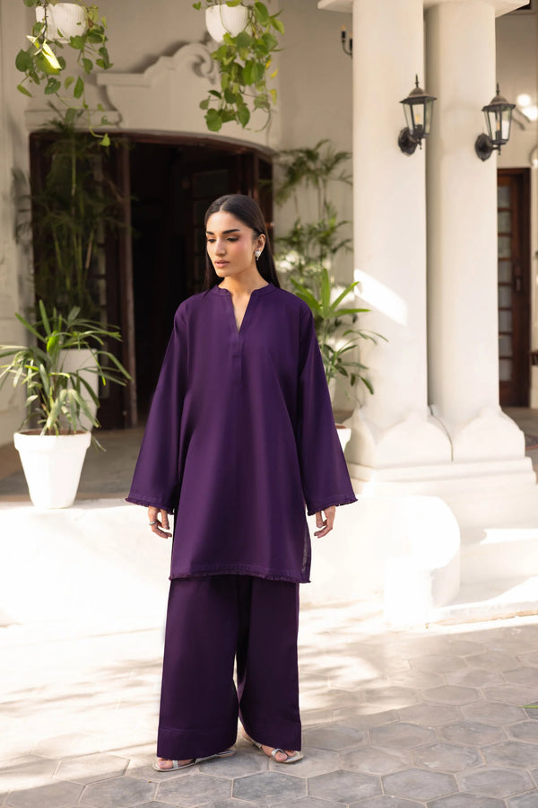 Purple Khaddar Farshi Shalwar 2Pc