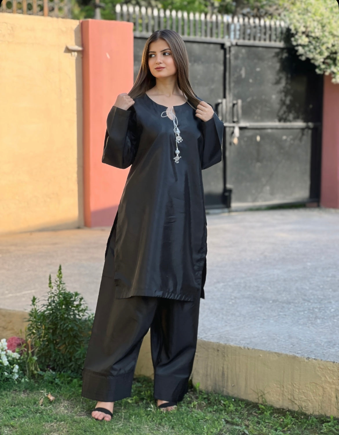 Farshi Shalwar suit 2-Piece Stitched with Tassel Suit for Women (Will be delivered before Eid😍)