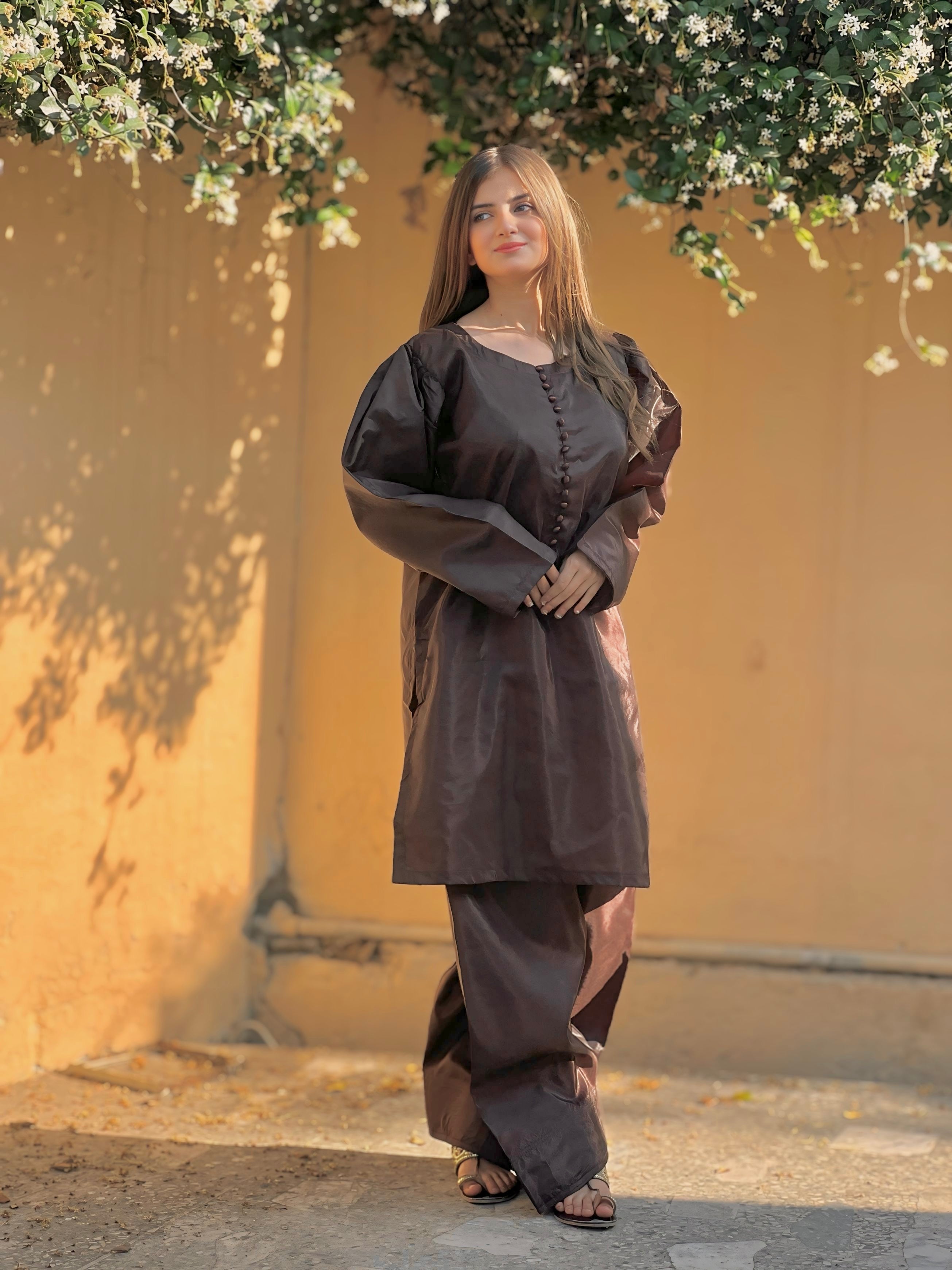 Farshi Shalwar suit 2-Piece Stitched with buttons Suit for Women