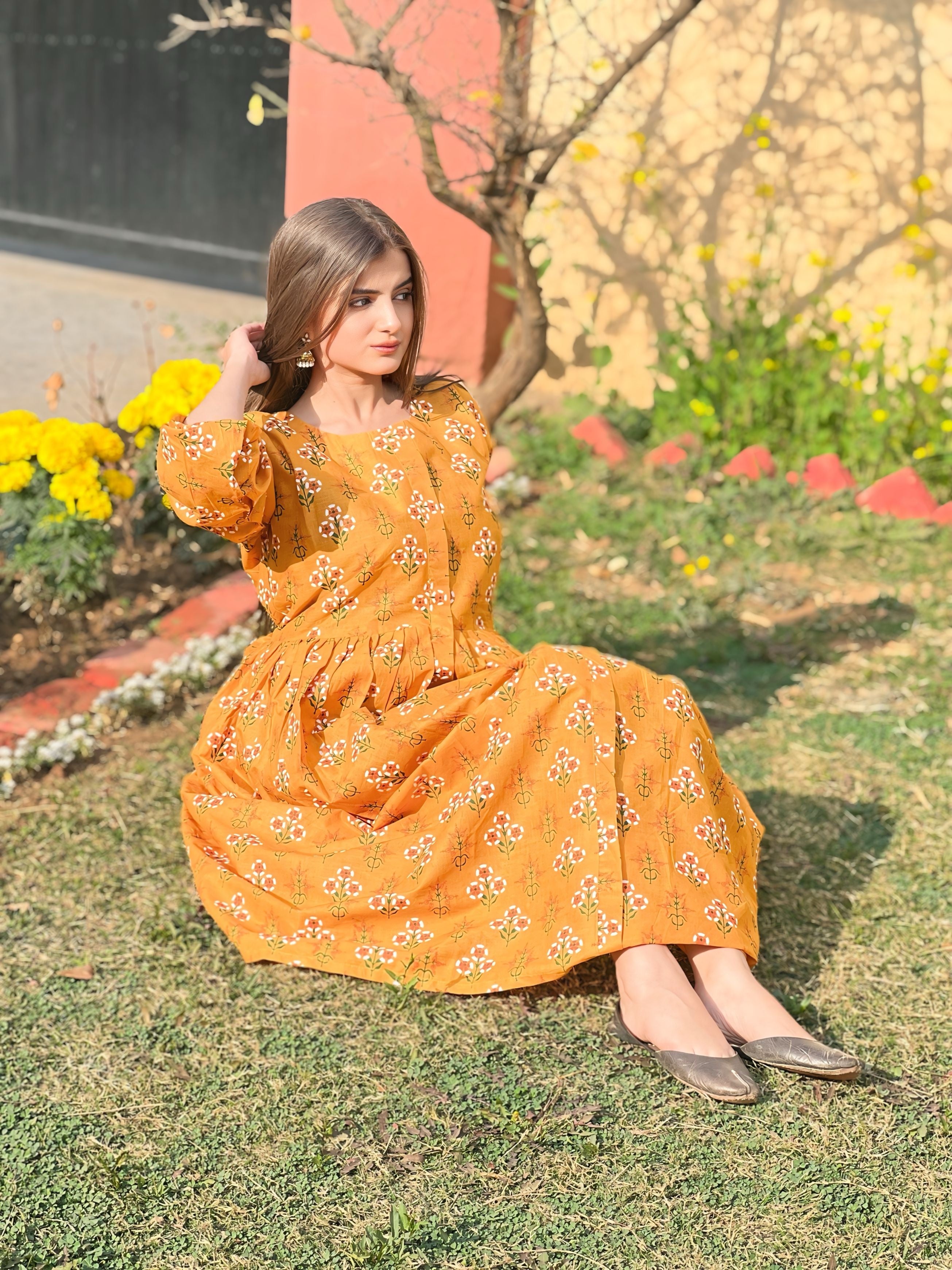 Honey - Long Embroidered Cotton Frock | Elegant & Comfortable Winter Wear for Women