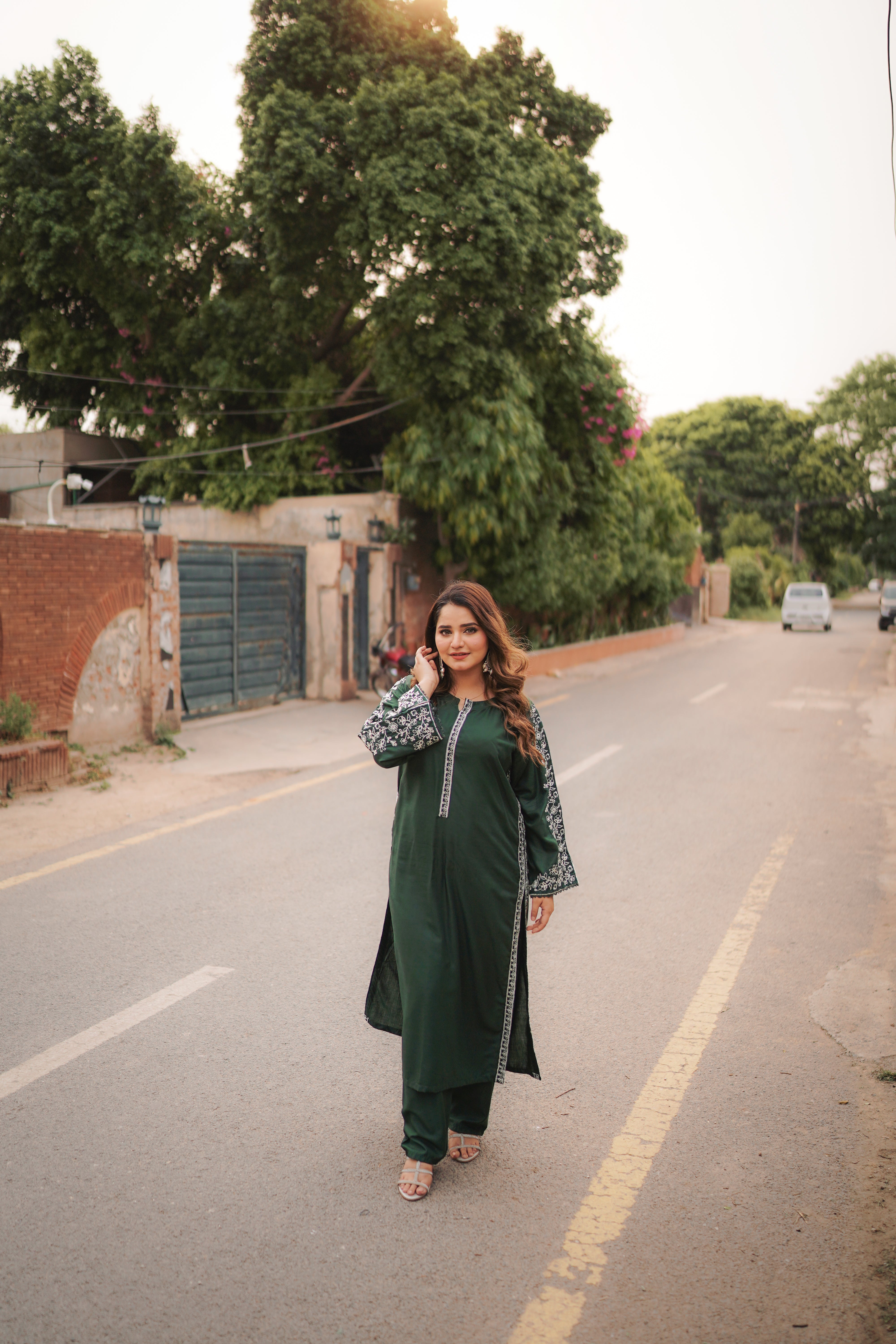 Grassy Embroidered 2-Piece Stitched Suit for Women