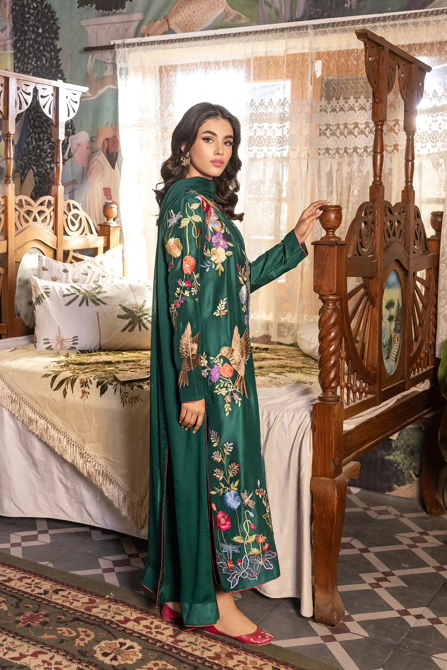 Vintage Green Embroidered 2-Piece | Eid Collection | Stitched Suit for Women | Luxurious Summer Fabric