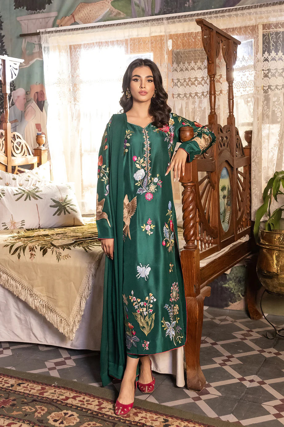 Vintage Green Embroidered 2-Piece | Eid Collection | Stitched Suit for Women | Luxurious Summer Fabric