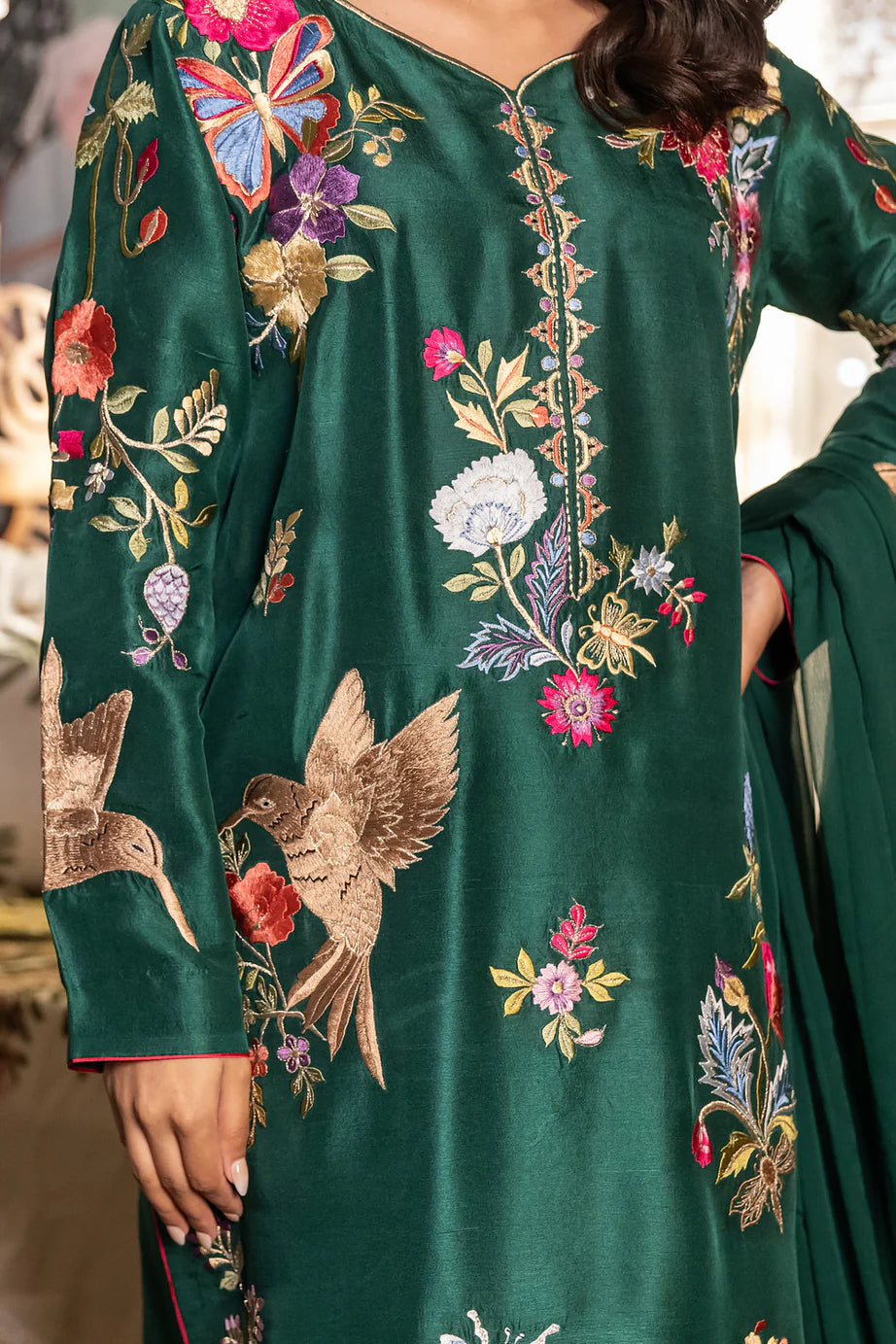 Vintage Green Embroidered 2-Piece | Eid Collection | Stitched Suit for Women | Luxurious Summer Fabric