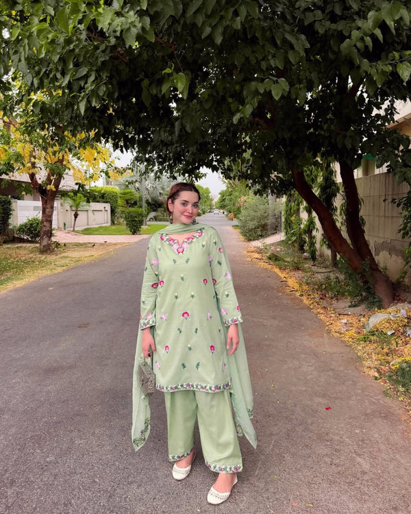 Mint Green Embroidered 2-Piece Stitched