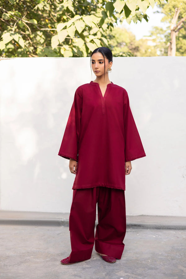 Maroon Khaddar Farshi Shalwar 2Pc