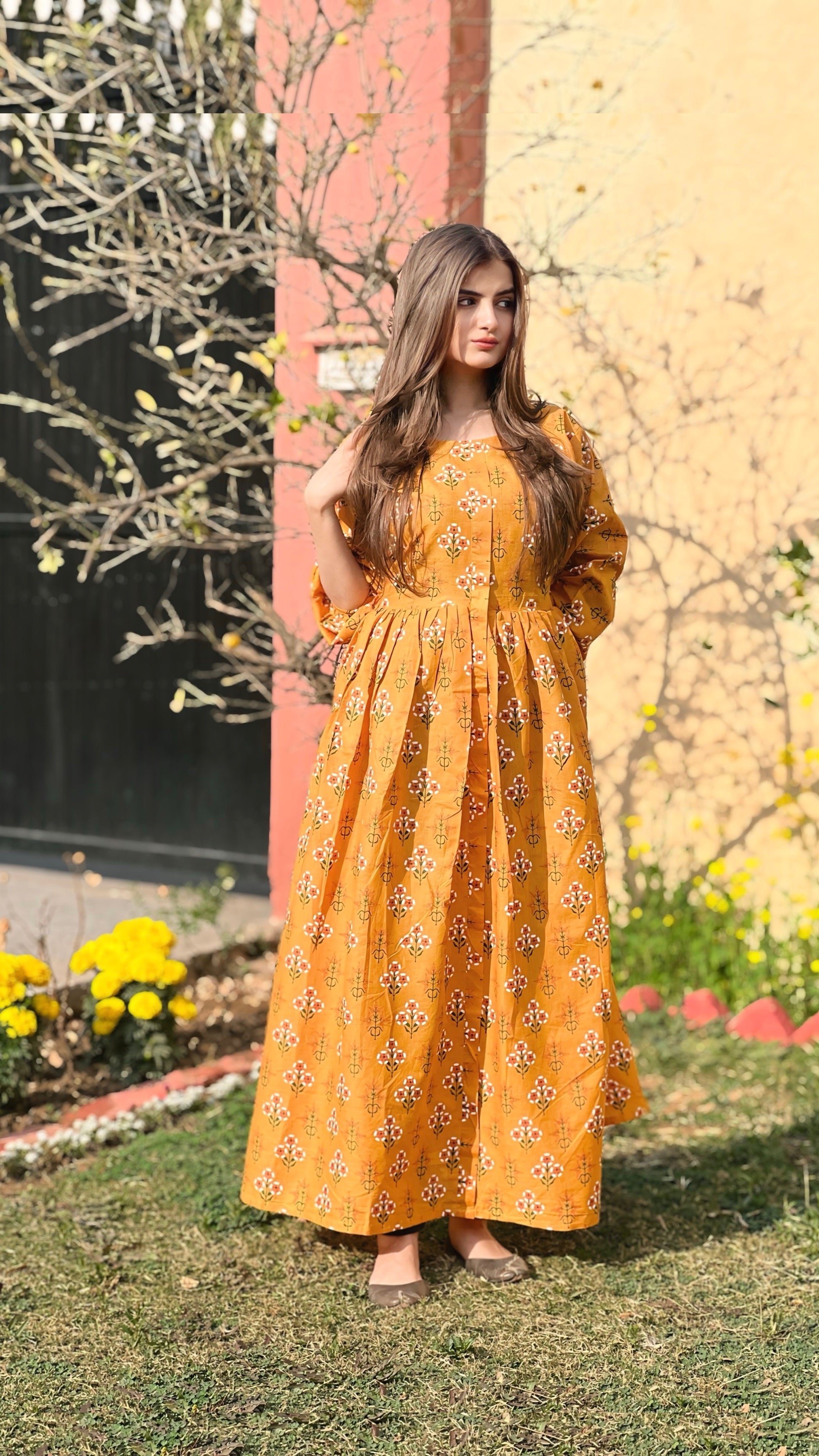 Honey - Long Embroidered Cotton Frock | Elegant & Comfortable Winter Wear for Women