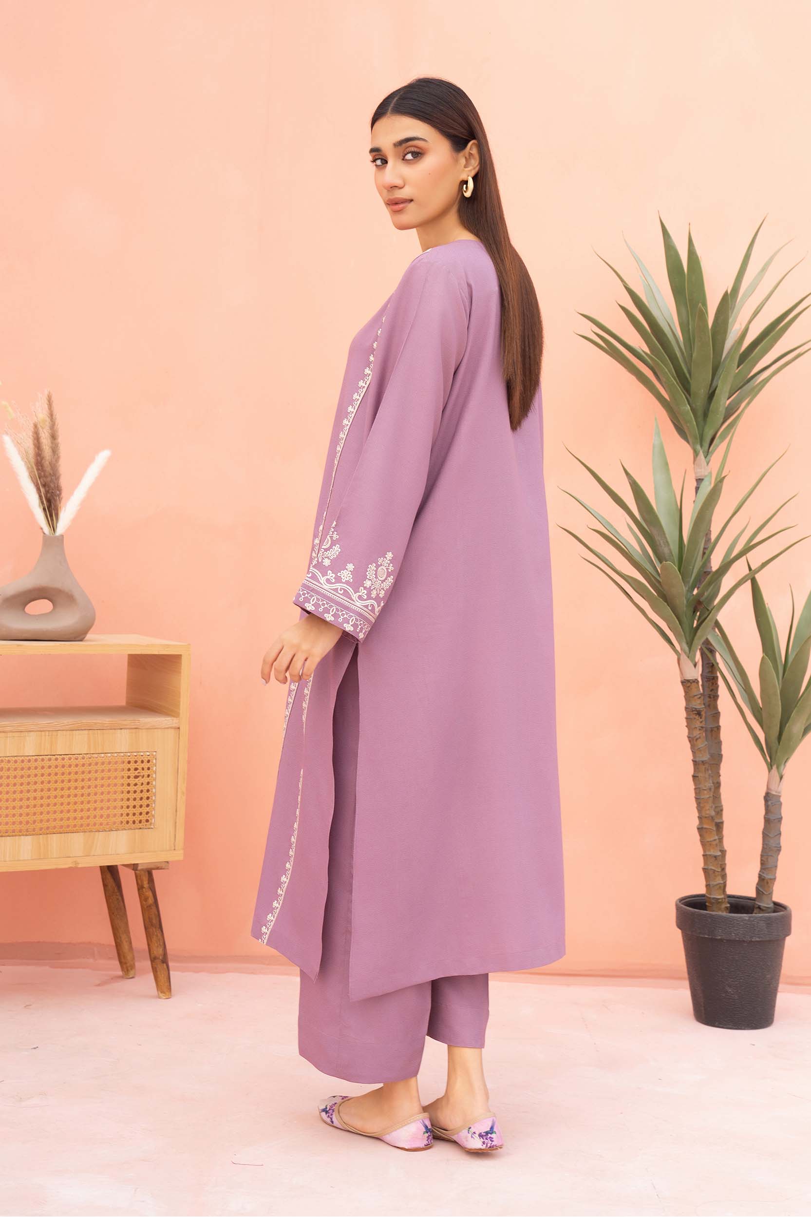 Lilac Dream Embroidered 2-Piece Stitched Suit for Women | Premium linen Summer Fabric