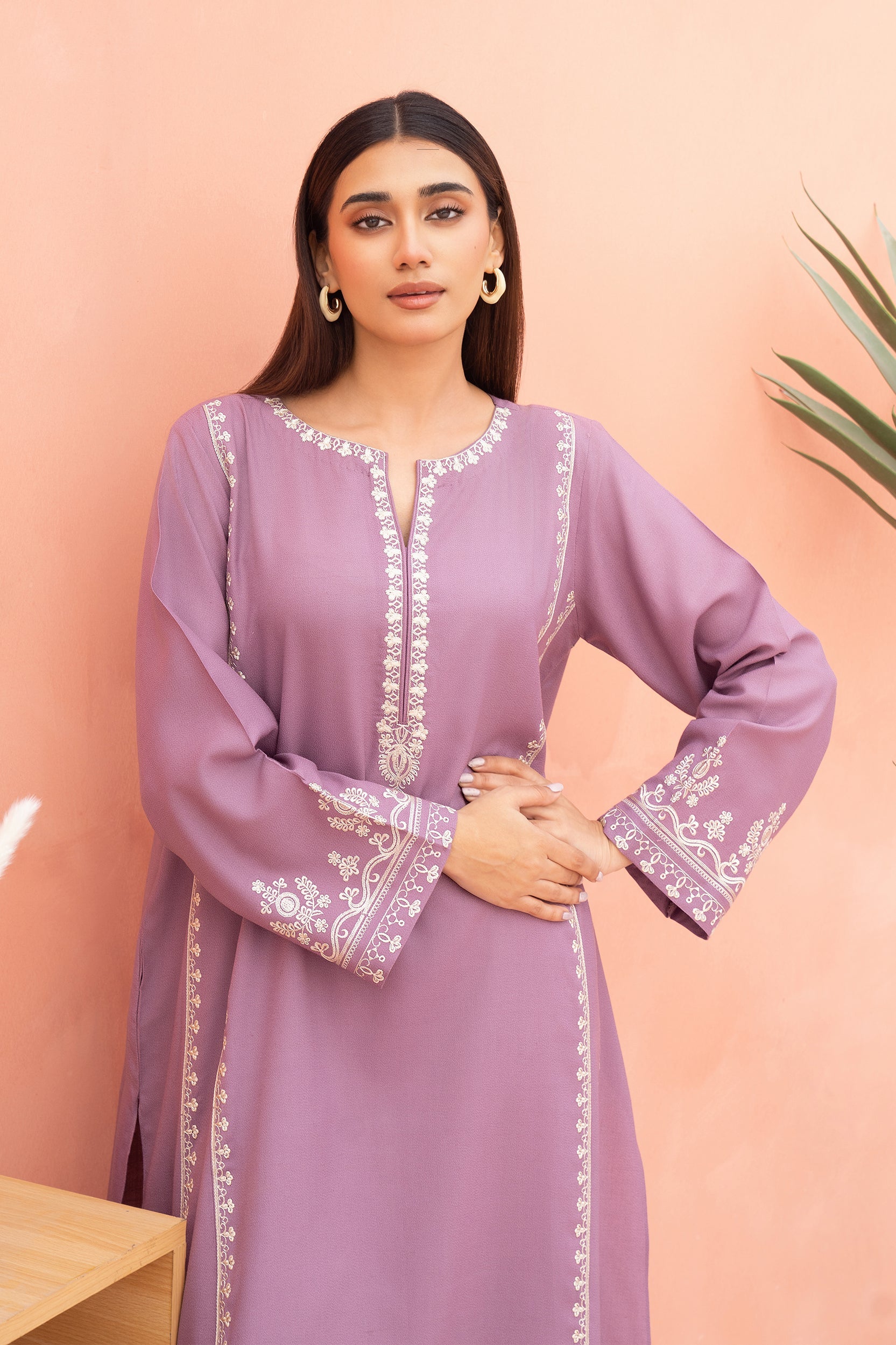 Lilac Dream Embroidered 2-Piece Stitched Suit for Women | Premium linen Summer Fabric