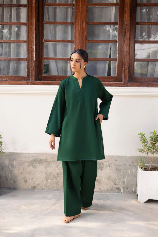 Bottle Green Khaddar Farshi Shalwar 2Pc