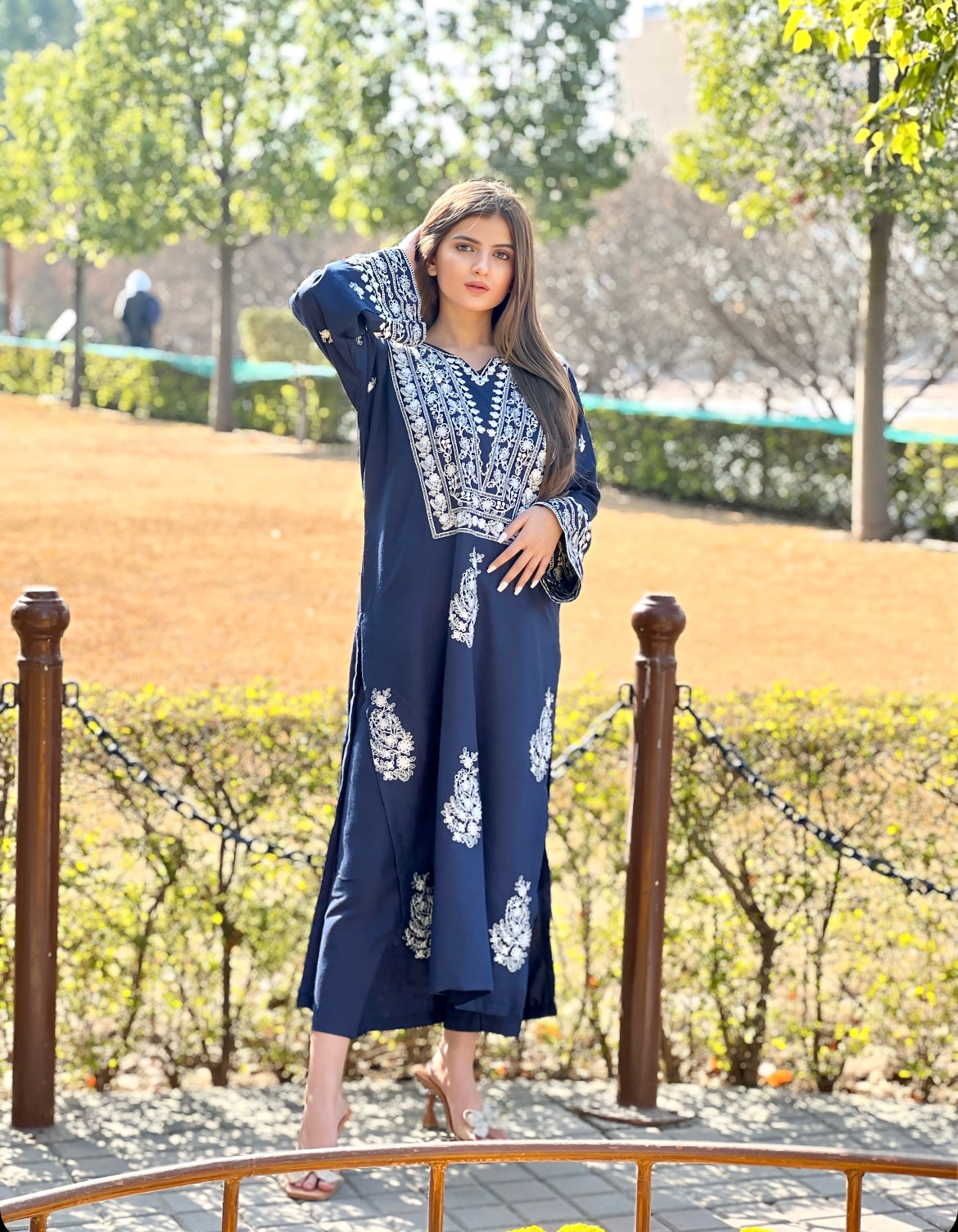 Iris Embroidered 2-Piece Stitched Suit for Women | Premium Linen Summer Fabric