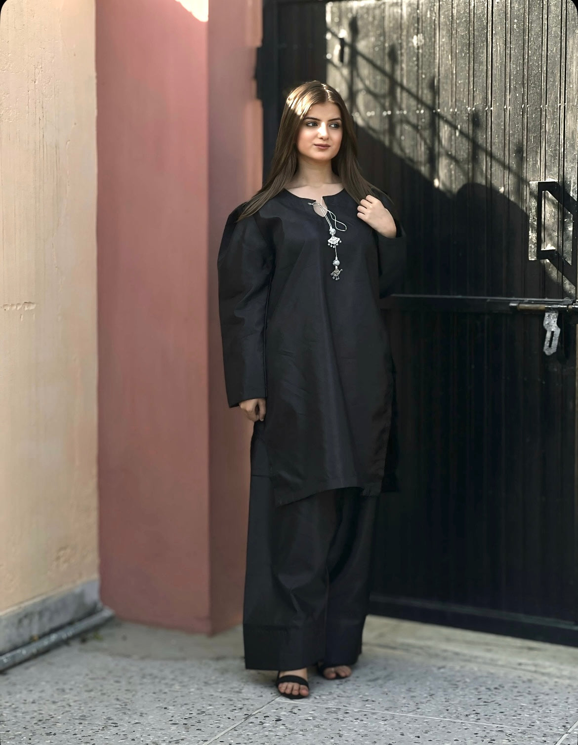 Farshi Shalwar suit 2-Piece Stitched with buttons Suit for Women