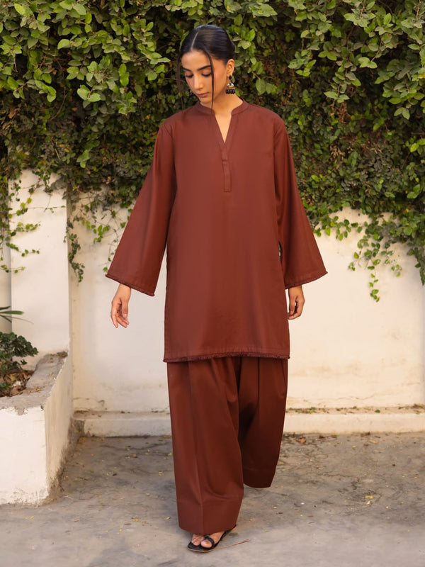 Brown Khaddar Farshi Shalwar 2Pc