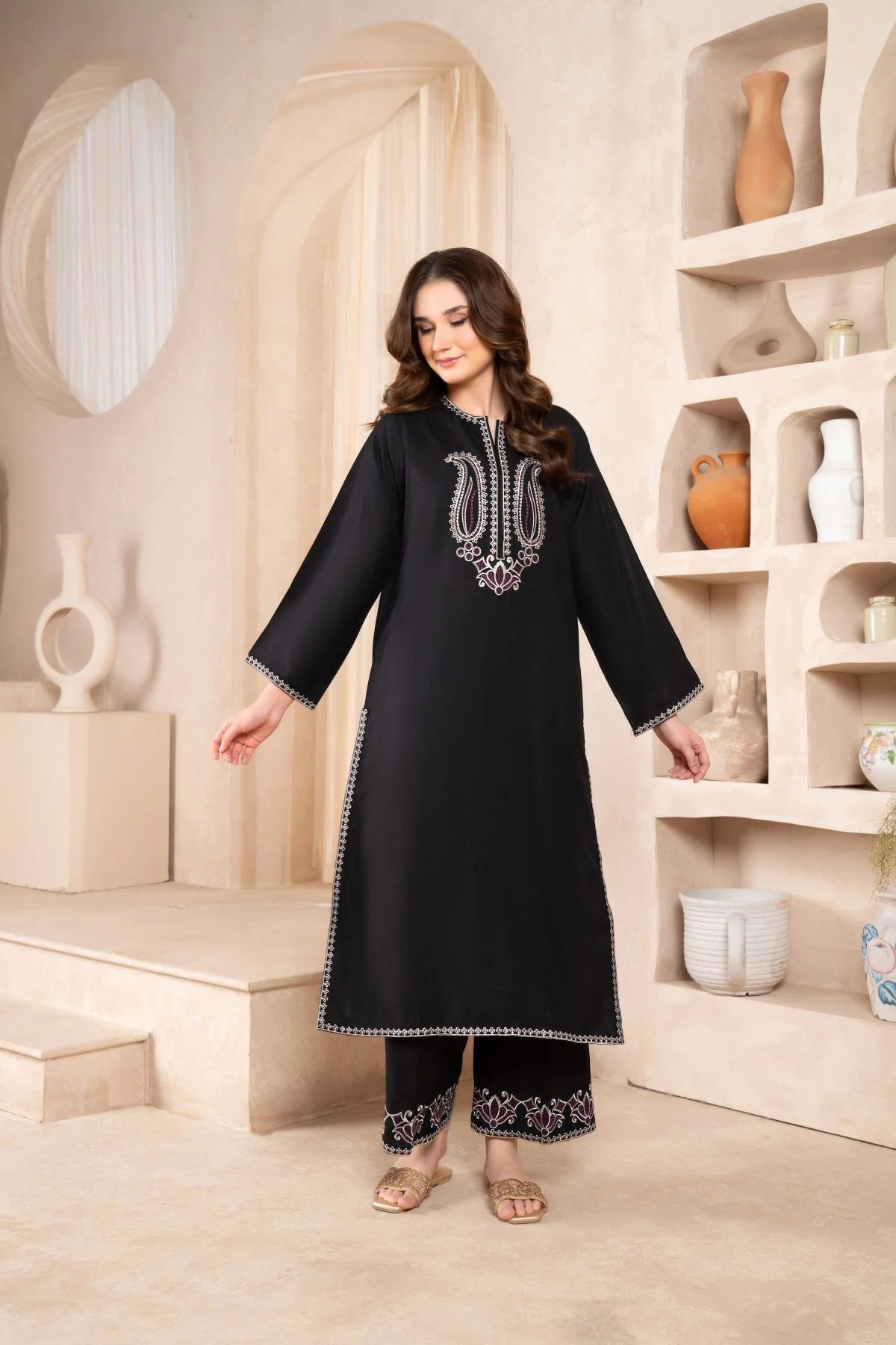 Dark Night Stitched 2pc - Sajfi Closet