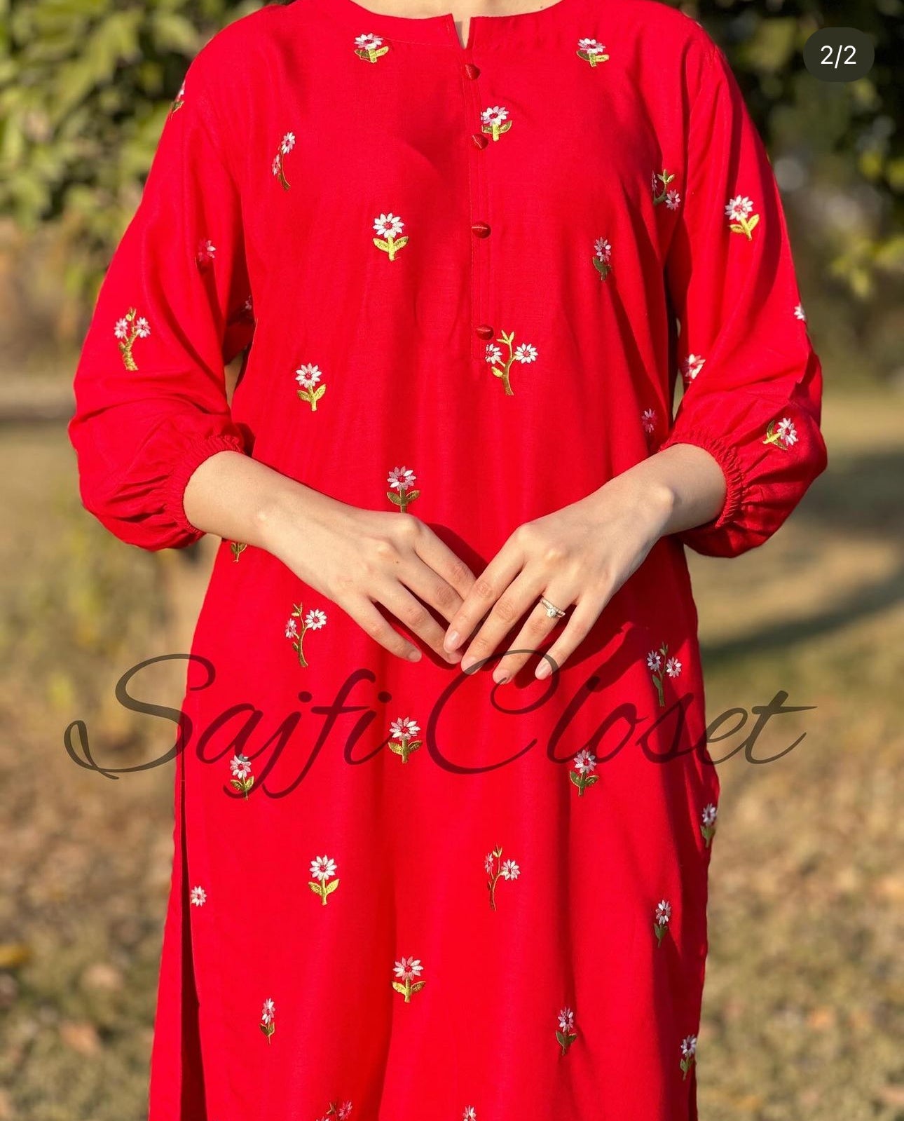 Laali long Shirt Embroided 2pc - Sajfi Closet