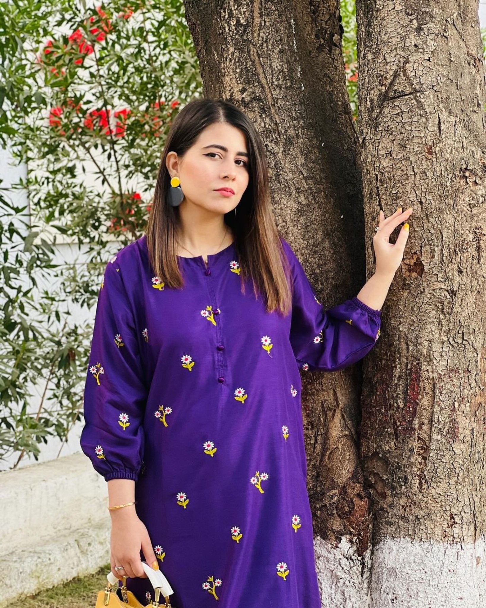 Laali long Shirt Embroided 2pc - Sajfi Closet