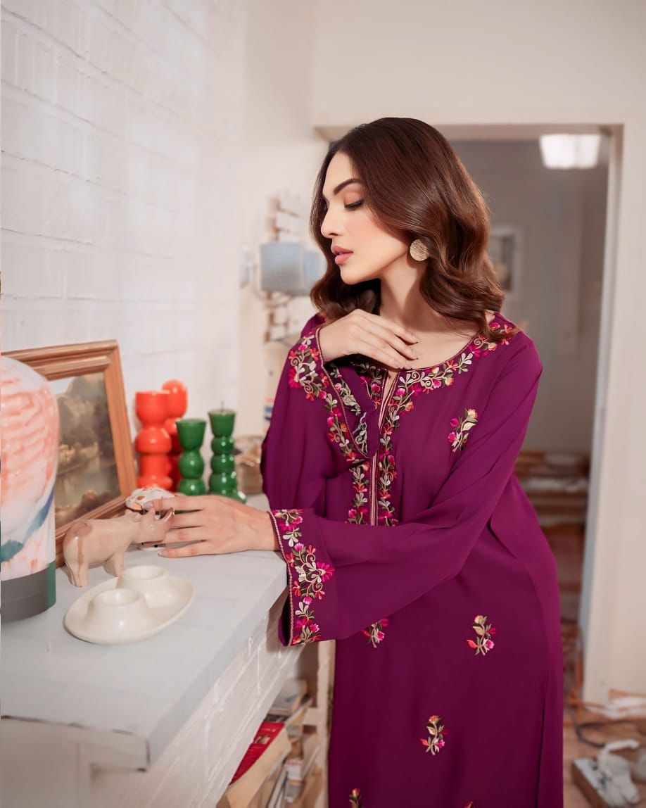 Magenta Stitched 2pc Embroided - Sajfi Closet