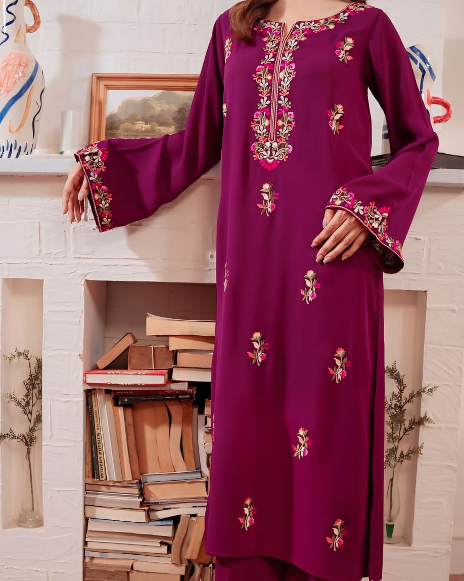 Magenta Stitched 2pc Embroided - Sajfi Closet