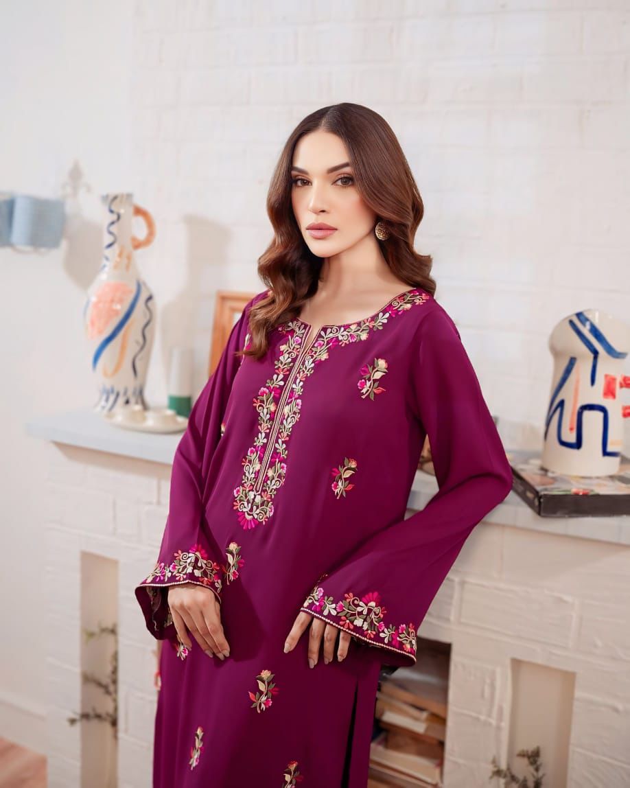 Magenta Stitched 2pc Embroided - Sajfi Closet