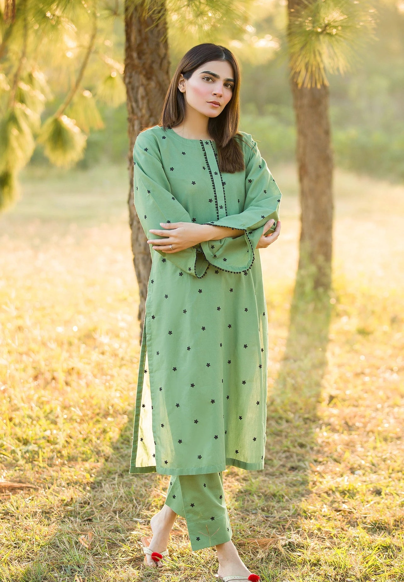 Poppy Embroided 2pc Stitched - Sajfi Closet