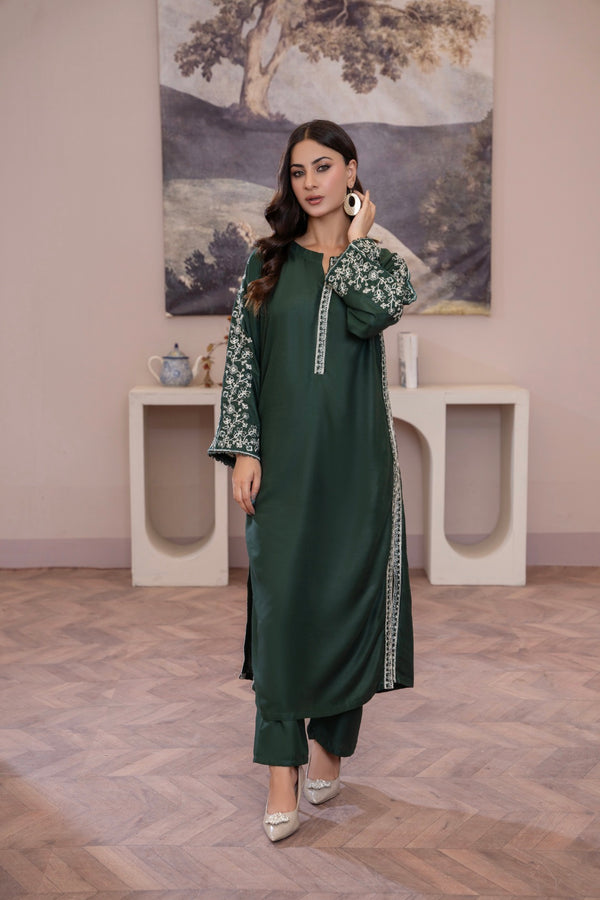 Grassy Embroidered 2-Piece Stitched