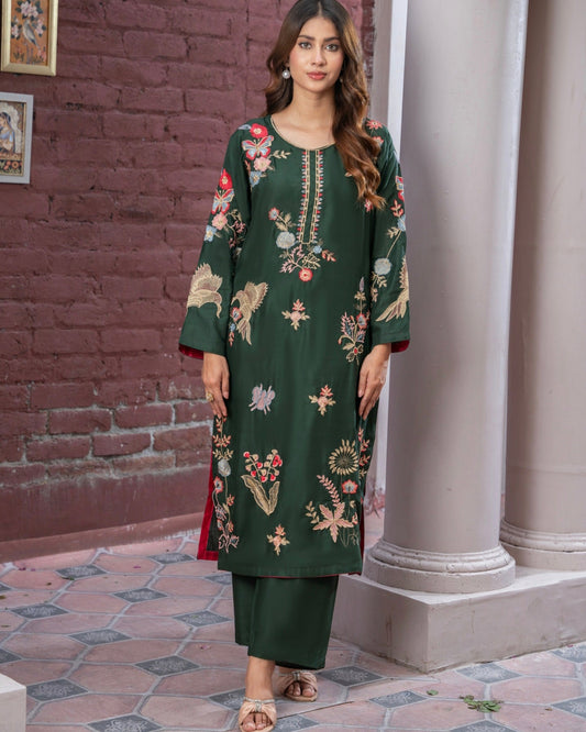 Vintage Green Embroidered 2Pc