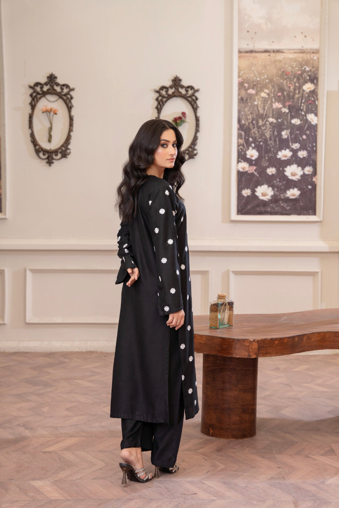 Daisy Black Embroidered 2-Piece Stitched Suit for Women | Summer Collection